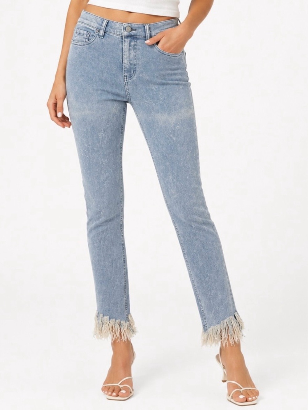 Free People Acid Wash Fringe Hem Skinny Jeans Womens 26